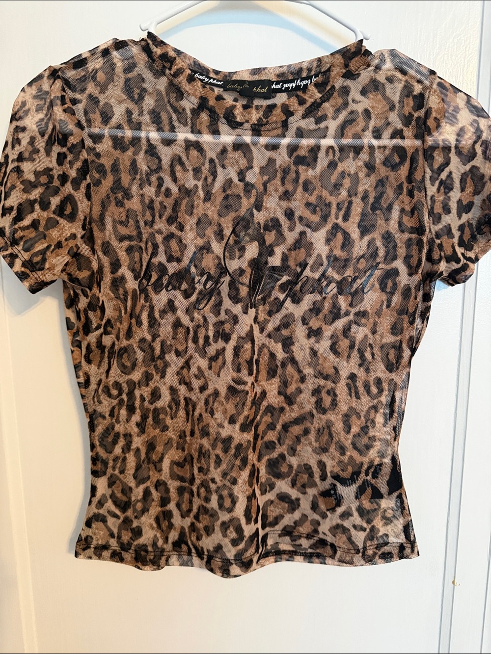 Baby Phat Leopard Print Sheer Mesh Top - Brown and Black